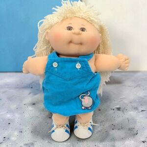 VTG 90's Mattel Cabbage Patch Kids Doll Blonde Yarn Crimped Hair Corduroy 1990